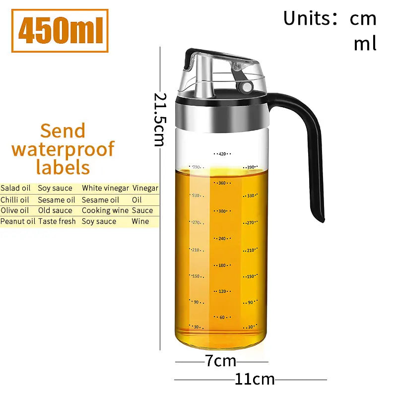 KEMORELA Glass Oil & Seasoning Dispenser Bottle | Drip-Proof Oil Dispenser Bottle Axl 450ml