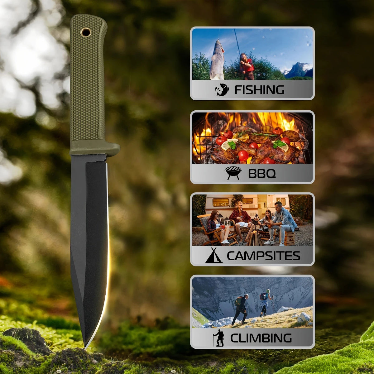 Outdoor Survival Straight Knife – Stainless Steel Camping Blade Outdoor Survival Knife Axl