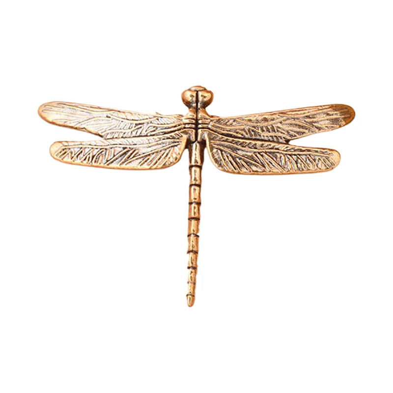 Vintage Brass Dragonfly Ornament – Mini Feng Shui Desk Decor Miniature Figurine Axl onesize