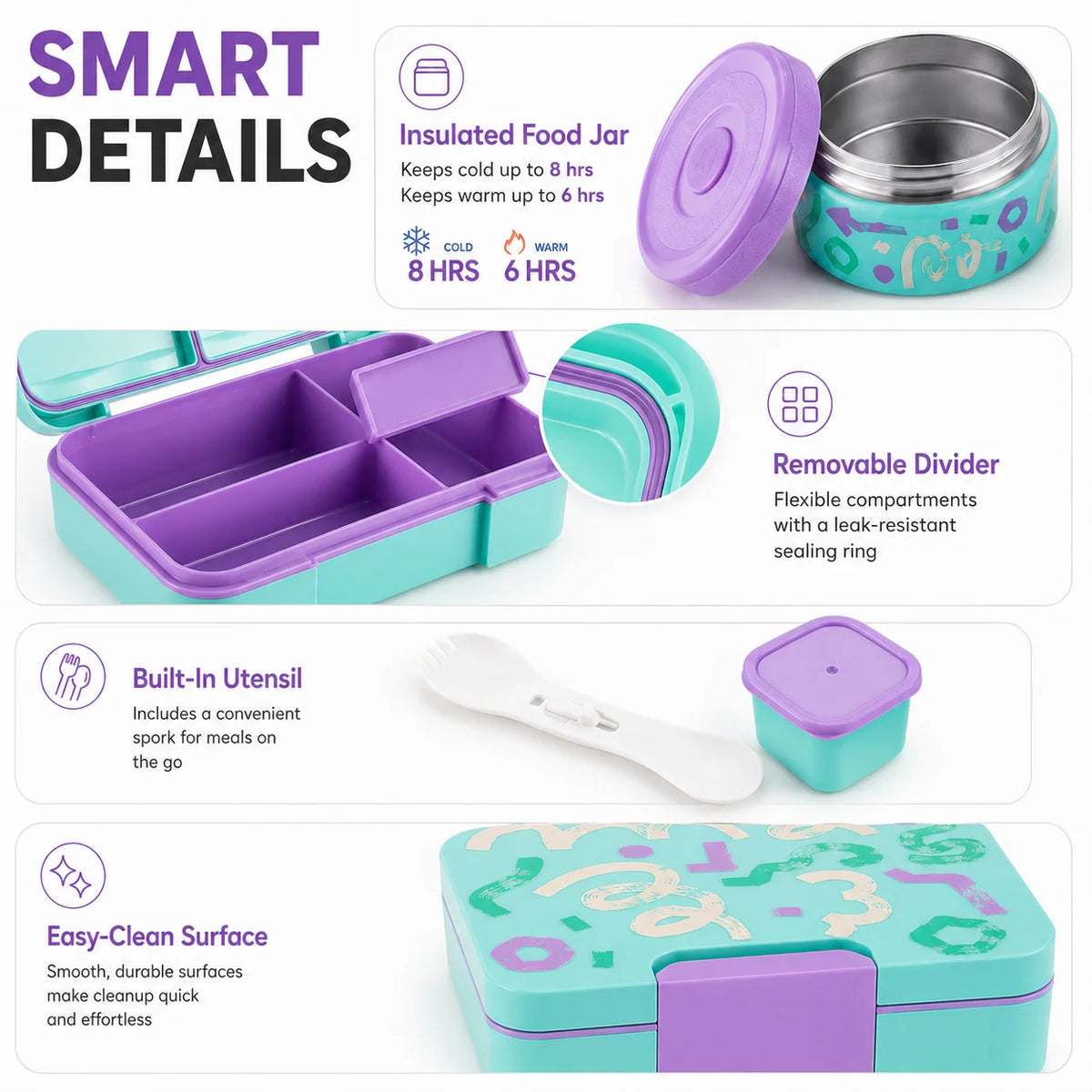 Kids Bento Lunch Box with Insulated Thermos Food Jar Kids Bento Lunch Box Axl
