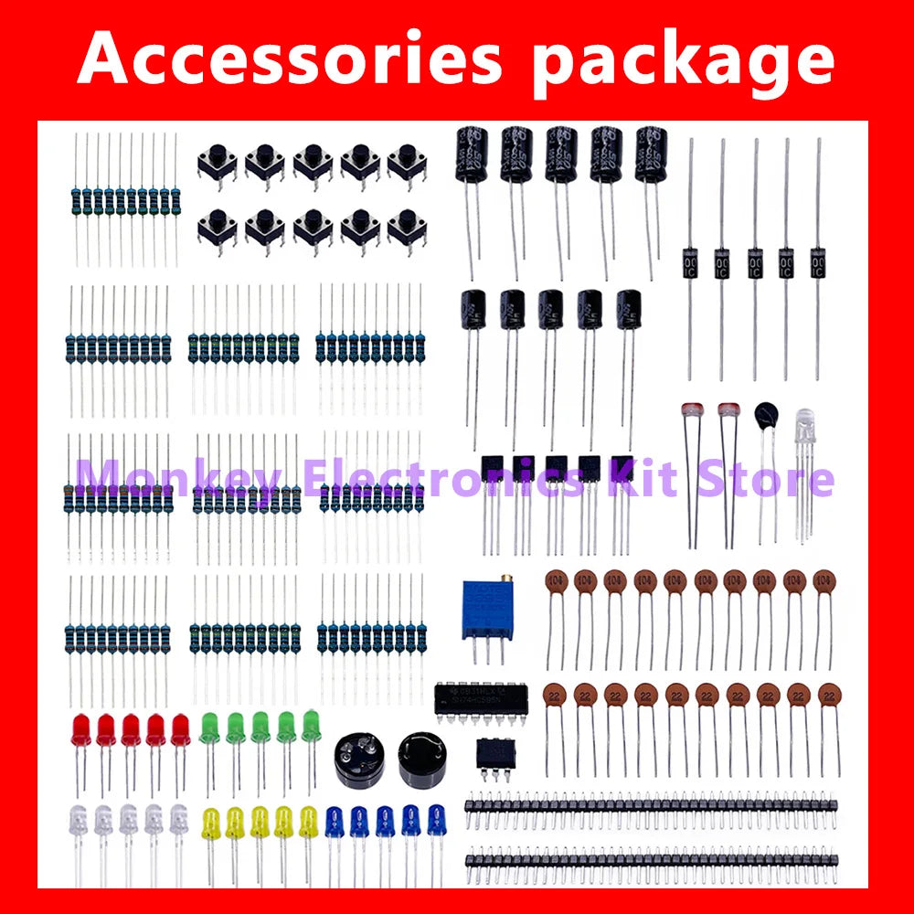 Arduino UNO & Raspberry Pi 830-Hole Electronics Component Kit Electronics Component Kit Axl