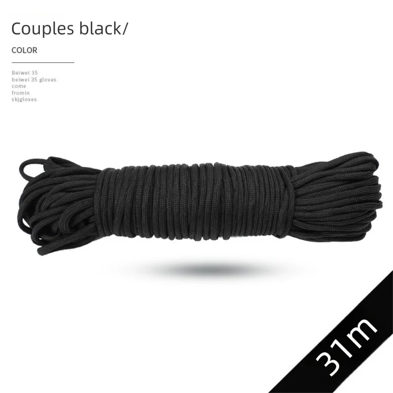 4mm 7-Core Paracord Rope 31m – 280 lb Braided Survival Cord Paracord Rope Axl Black 31m