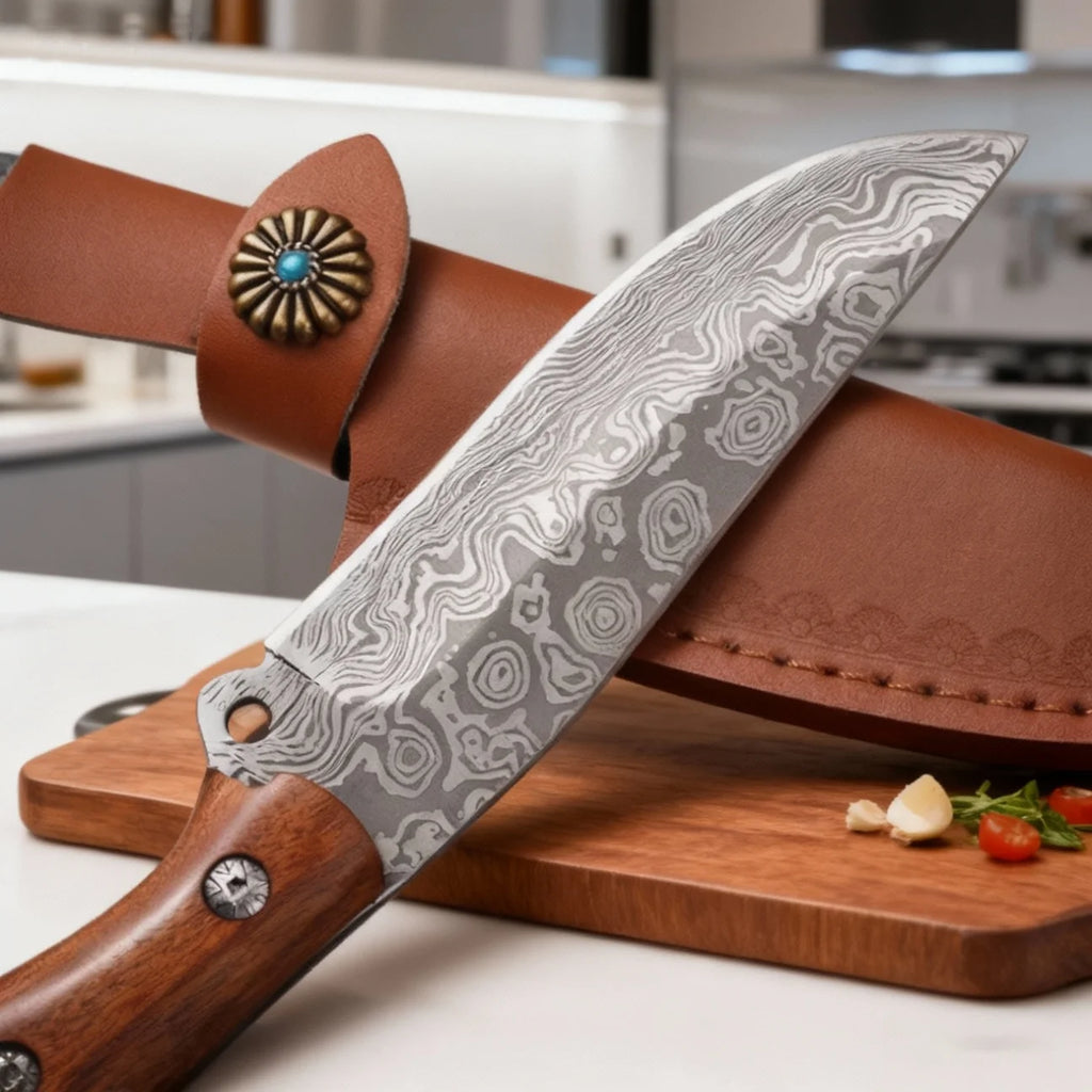 Damascus Steel Kitchen Knife – Sharp Stainless Filleting Blade Kitchen Knife Axl