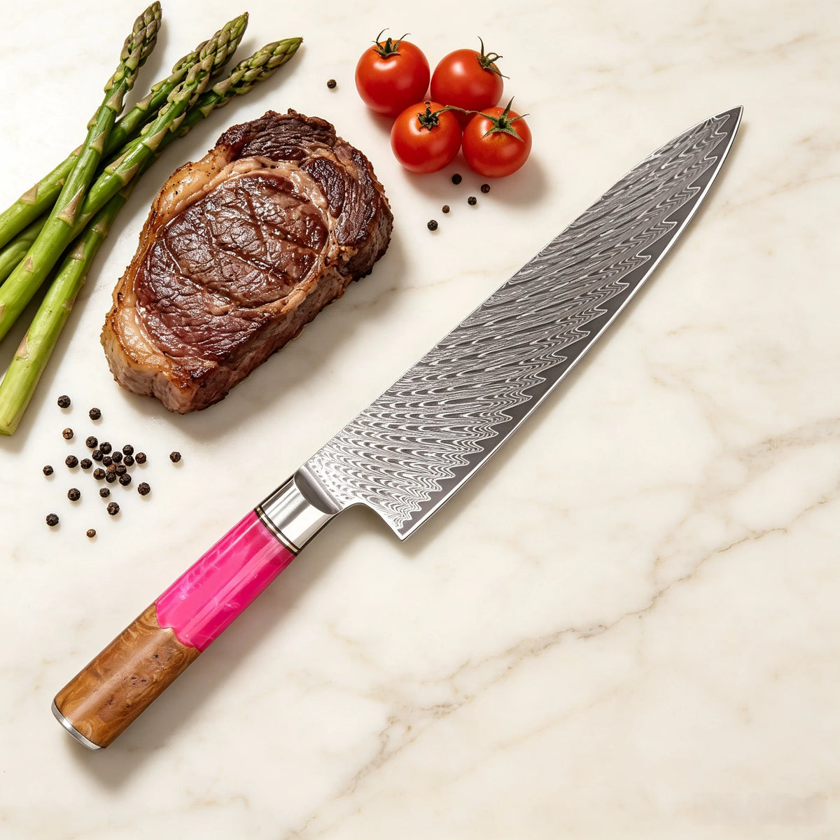 Damascus Steel 67-Layer Chef Cleaver Knife | 19.4cm Blade Damascus Chef Knife Axl Chef Knife