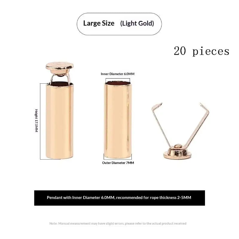 20 Pcs Metal Cord End Stoppers for Bags, Shoes & Lanyards Cord End Stoppers Axl Light Gold 20pcs