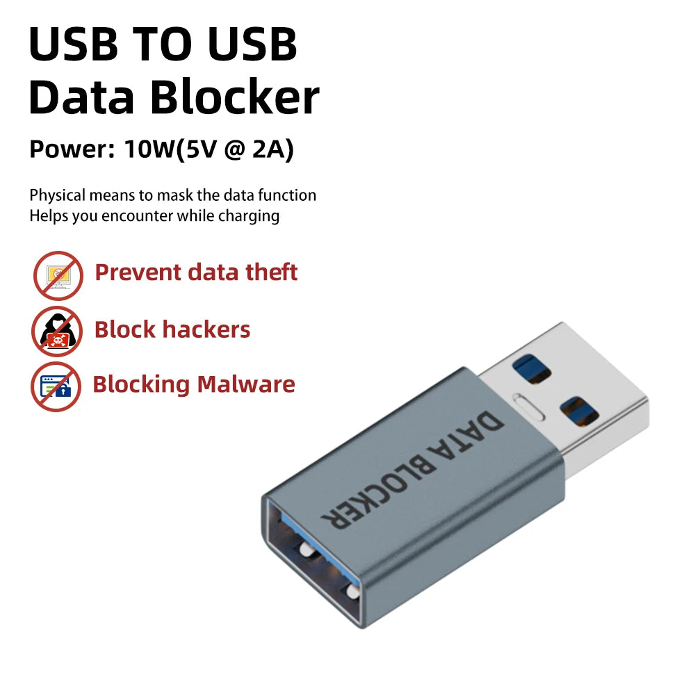 USB Type-C Data Blocker – Anti-Juice Jacking Security Adapter USB Security Adapter Axl USB to USB