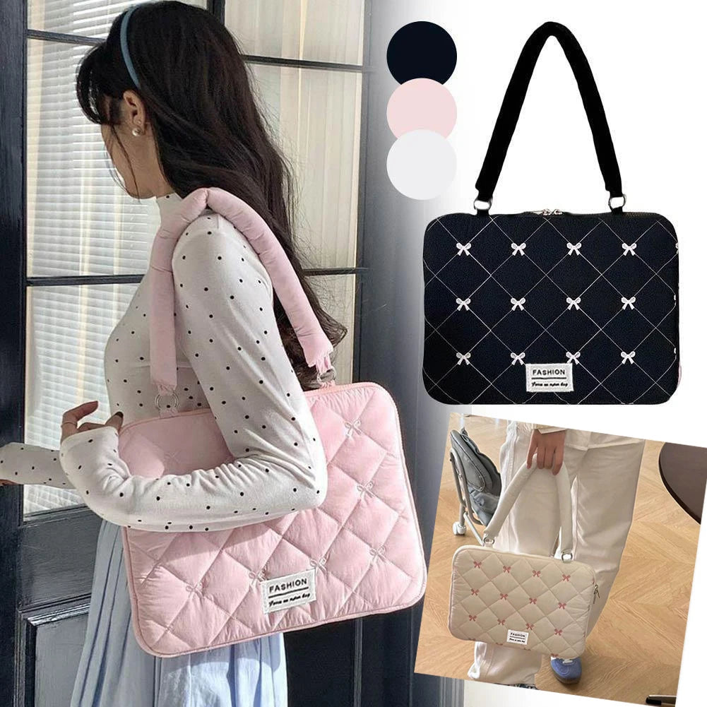 15" Cute Bow Laptop Sleeve Bag – Portable Notebook Case Women Laptop Sleeve Bag Axl