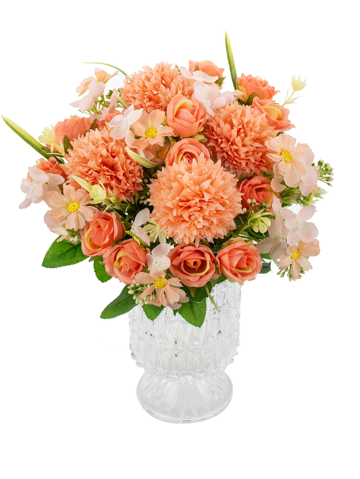 Silk Rose Artificial Flower Bouquet – Wedding & Home Decor Artificial Flower Bouquet Axl Orange 1 PC