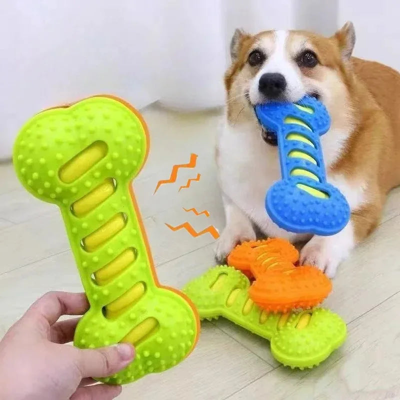Squeaky Rubber Bone Dog Chew Toy – Bite-Resistant Puppy Toy Dog Chew Toy Axl