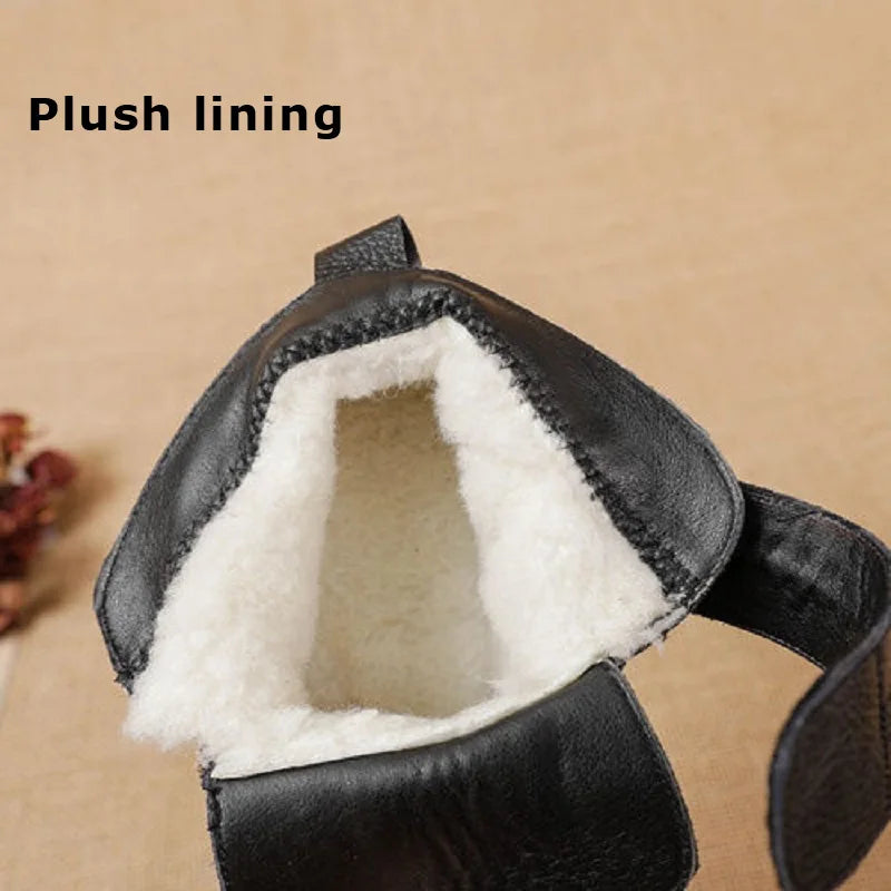 Women's Genuine Leather Ankle Boots – Retro Braid Winter Snow Women's Ankle Boots Axl