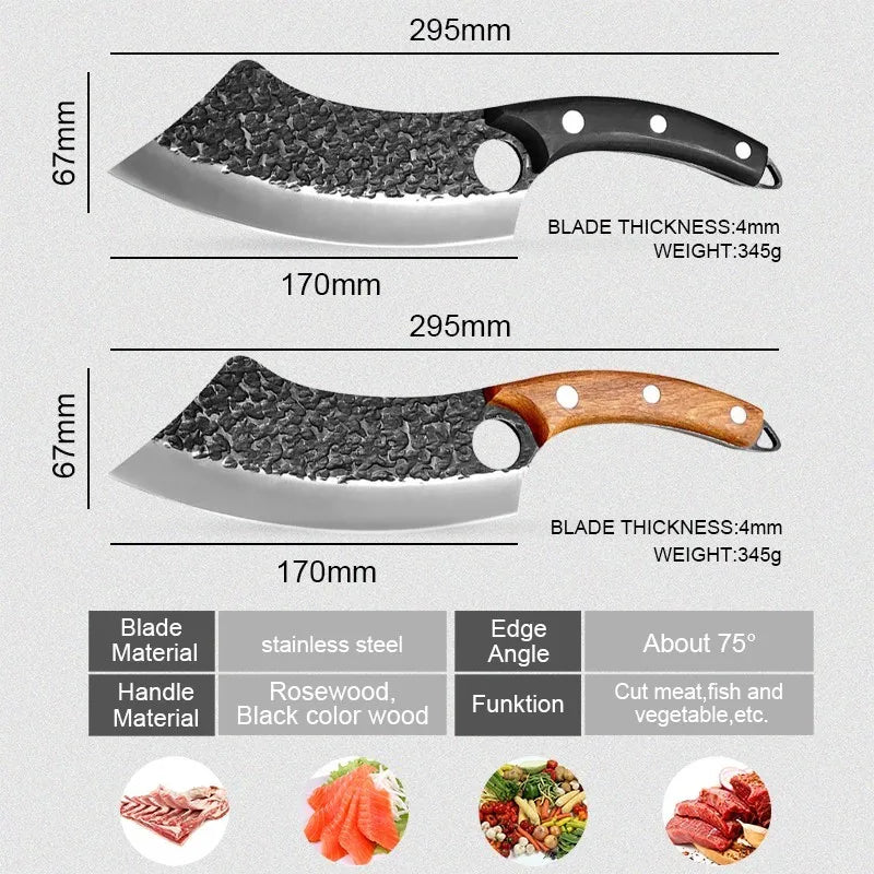 Forged Stainless Steel Chef Knife – Rosewood Handle Cleaver Kitchen Chef Knife Axl