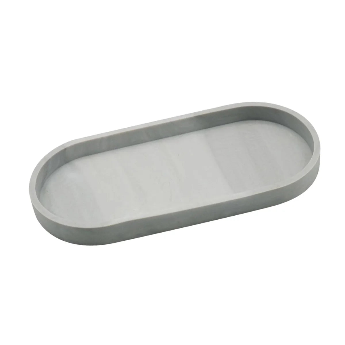 Oval Silicone Soap Dispenser Tray – 9.8" Bathroom Vanity Tray Bathroom Vanity Tray Axl GRAY