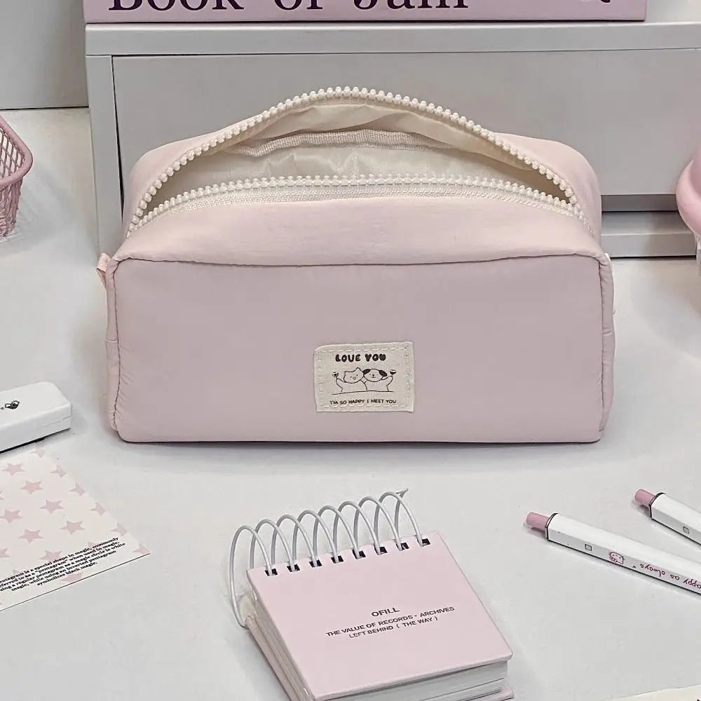 Portable Canvas Pencil Case – Zipper Stationery Organizer Bag Pencil Case Axl