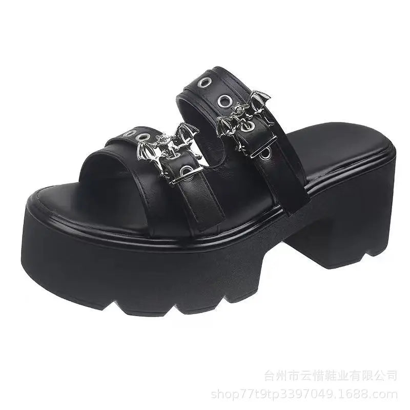 Women's Gothic Platform Sandals – Metal Buckle Black Cosplay Gothic Platform Sandals Axl 39 black