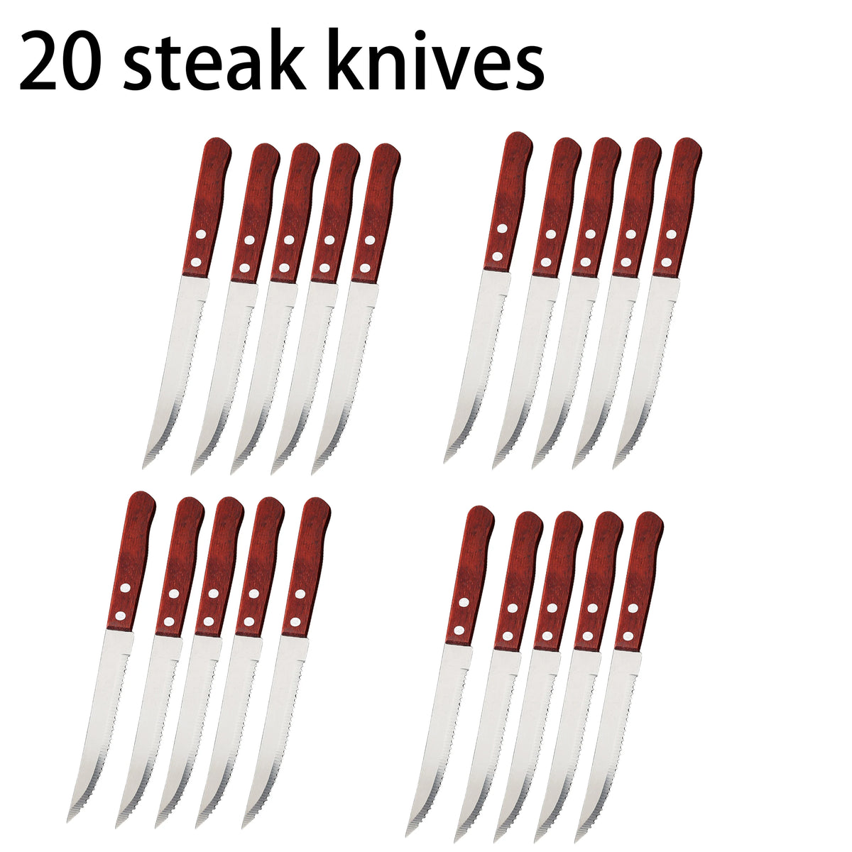 Stainless Steel Steak Knives Set – Wood Handle | 1–20 Pcs Steak Knife Set Axl 20 steak knives China Mainland