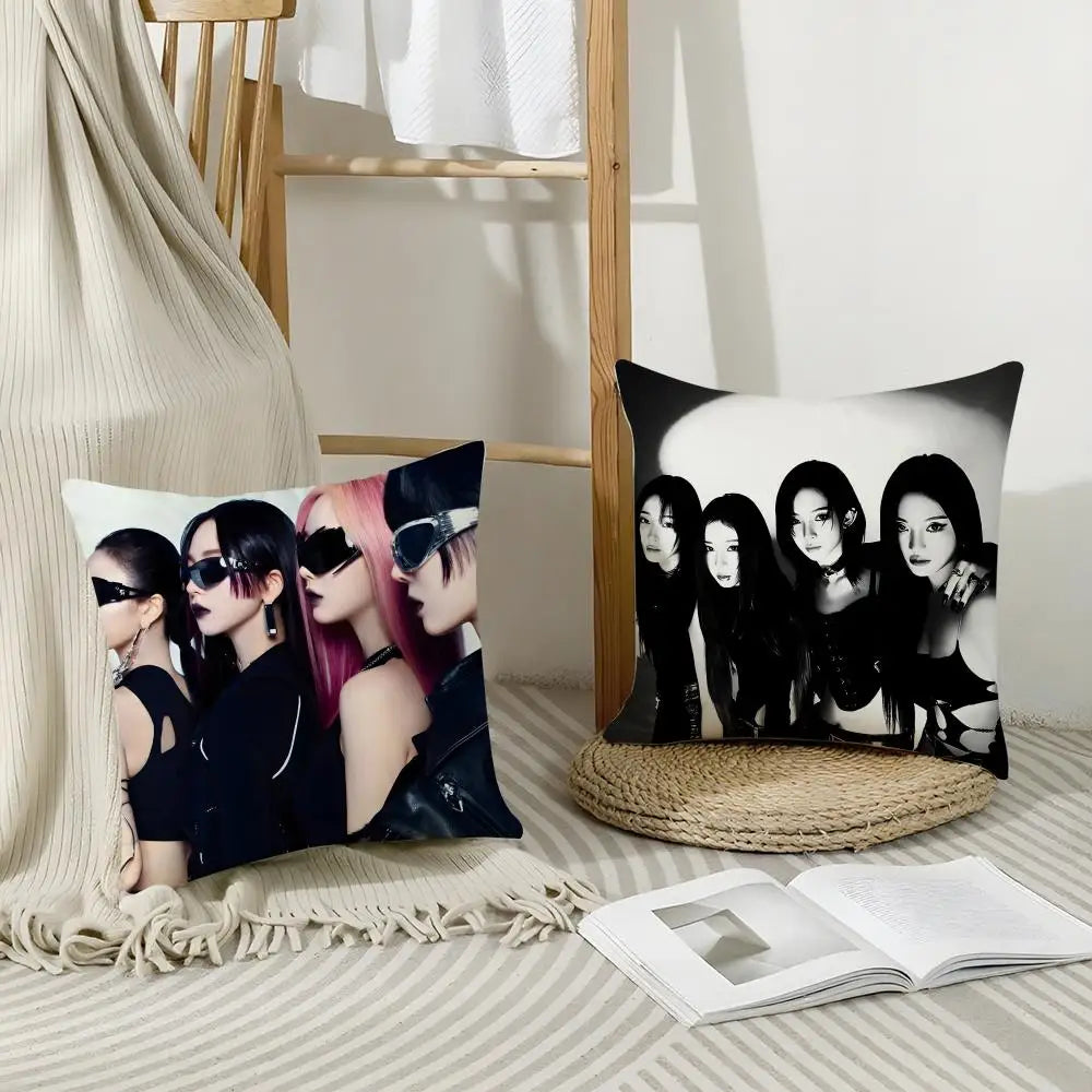 Kpop Aespa Whiplash Linen Cushion Cover | Hidden Zipper Pillowcase Decorative Cushion Cover Axl