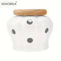 White Ceramic Garlic Jar with Ventilated Bamboo Lid – KEMORELA Ceramic Storage Jar Axl White