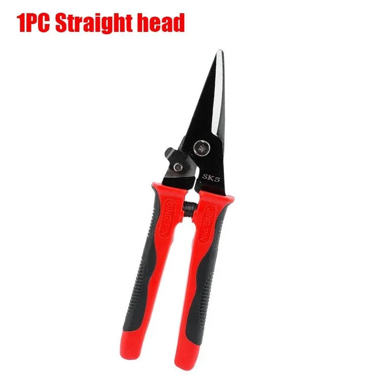 9-Inch Tin Snips – Straight & Curved Metal Cutting Shears Tin Snips Axl 1PC Straight head