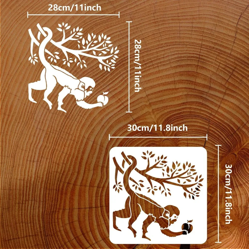 Monkey Painting Stencil 11.8" – Reusable DIY Art & Craft Art Craft Stencil Axl