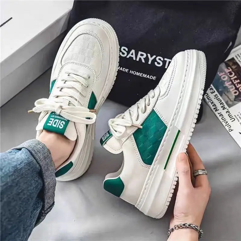 Men's Platform Casual Sneakers – Lace-Up Leather Skate Shoes Men's Casual Sneakers Axl