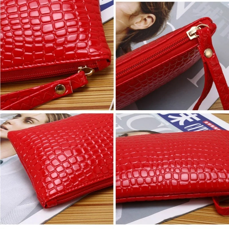 Women's Crocodile Grain PU Zip Coin Purse – Korean Style Zip Coin Purse Axl