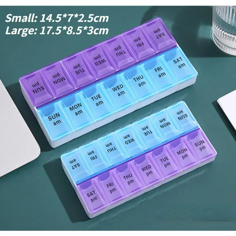 7-Day Weekly Pill Organizer – 14-Grid Travel Medicine Box Pill Organizer Axl