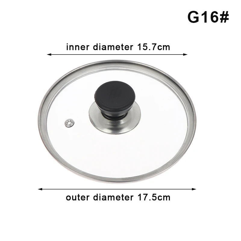 Tempered Glass Pot Lid – Shatter-Proof Stainless Steel Rim Glass Pot Lid Axl G16