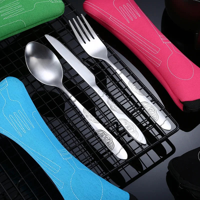 Stainless Steel Travel Cutlery Set – Fork, Spoon & Knife Kit Travel Cutlery Set Axl