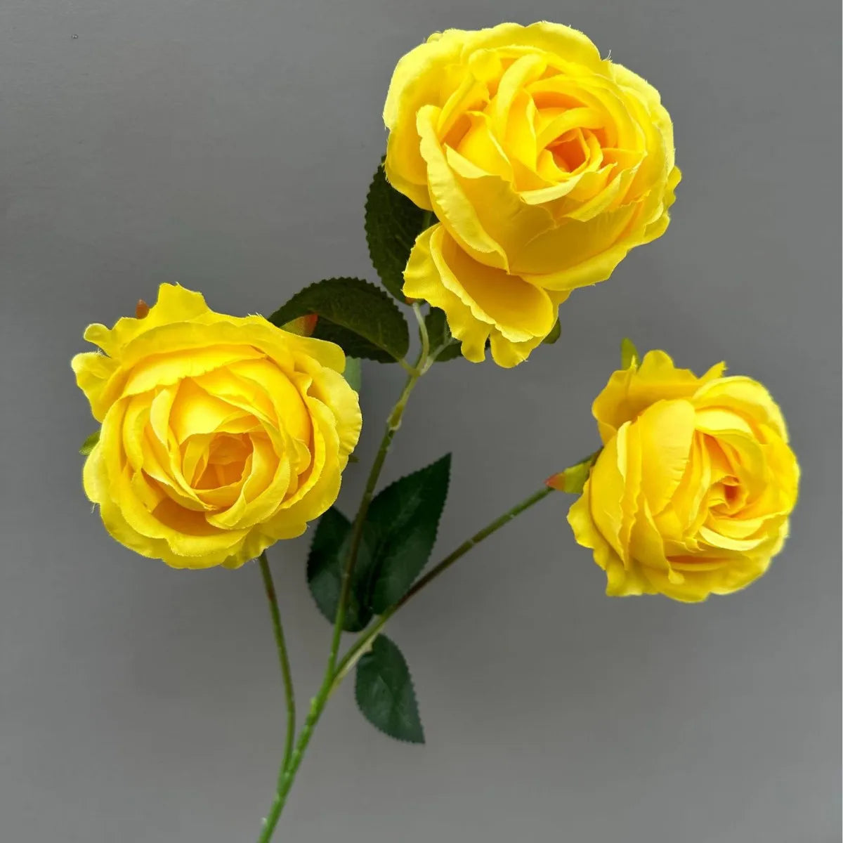Artificial Silk Rose Branch – 3-Head Flower Stem 26" Tall Artificial Flower Branch Axl yellow