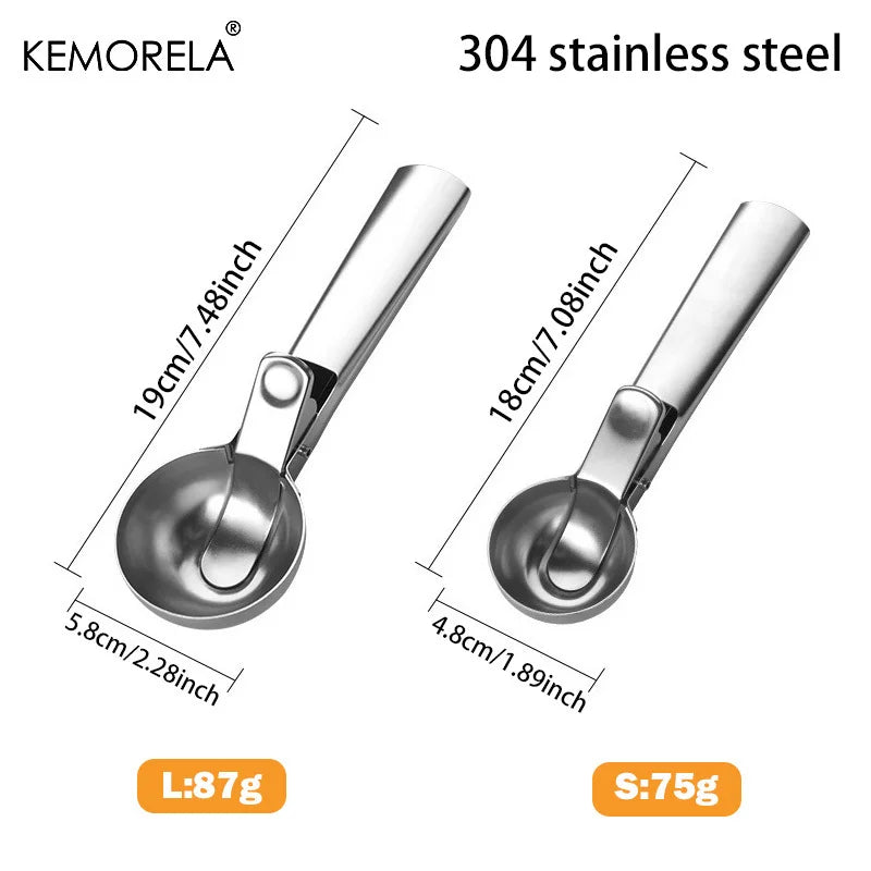 KEMORELA Stainless Steel Ice Cream Scoop – Ergonomic Handle Ice Cream Scoop Axl