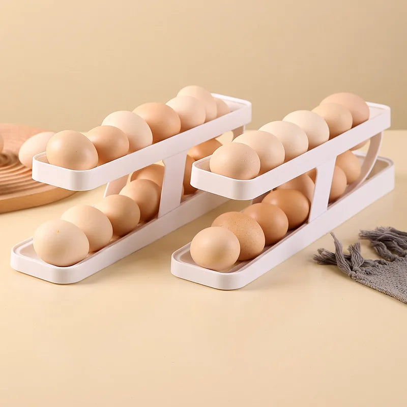 Rolling Egg Dispenser – 2-Tier Refrigerator Egg Organizer Rack Egg Organizer Rack Axl