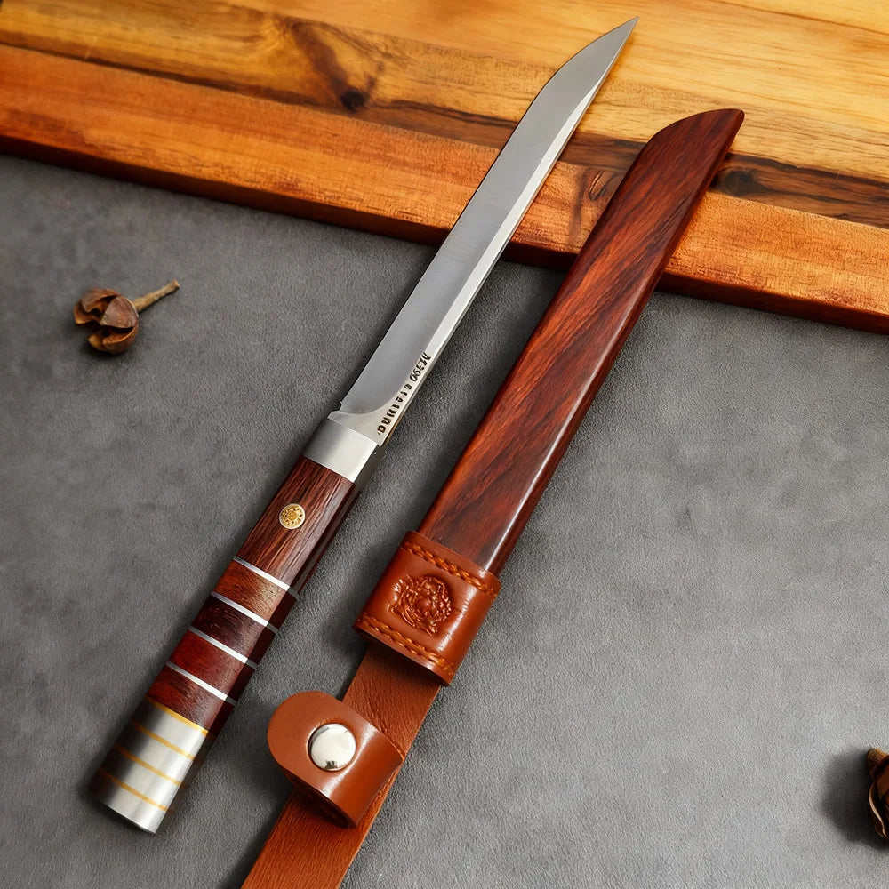 5Cr Stainless Steel Kitchen Knife Set – Wood Handle & Sheath Kitchen Knife Set Axl
