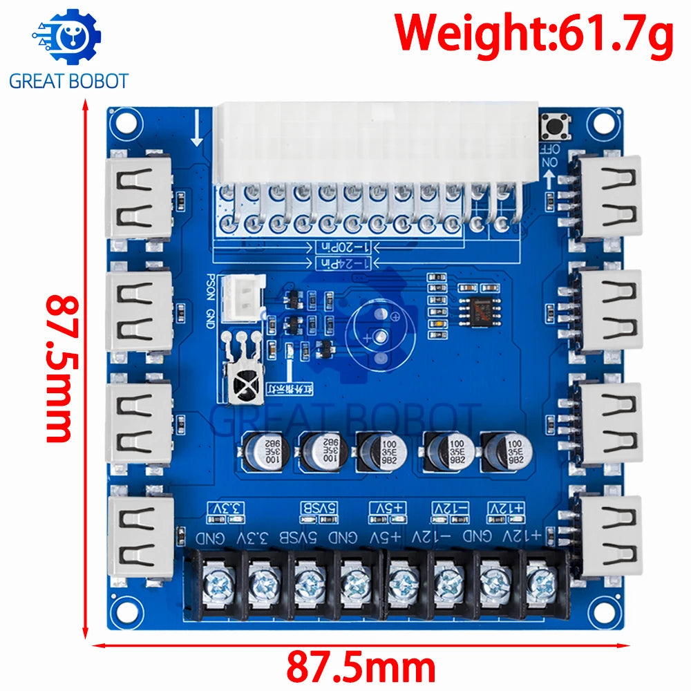 ATX Adapter Board Desktop PSU Power Module with USB Charging ATX Power Module Axl