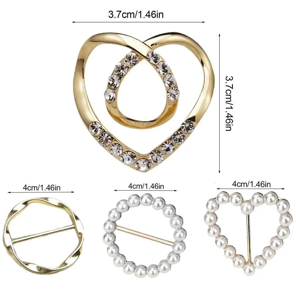 Women's Shirt Clips & Scarf Ring Buckles – 4-Piece Set Fashion Clothing Clips Axl Gold