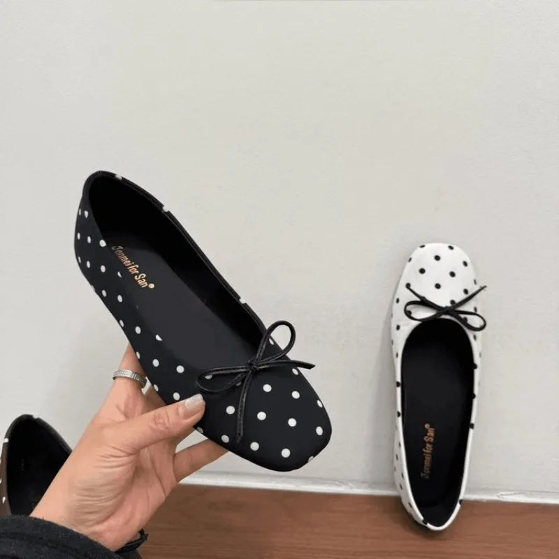 Polka Dot Women's Ballet Flats – Soft Sole Slip-On Dress Shoes Women's Ballet Flats Axl