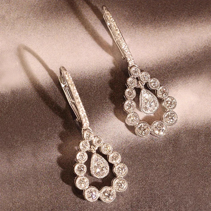 Huitan Waterdrop Drop Earrings – Sparkling Cubic Zirconia Drop Earrings Axl E5510