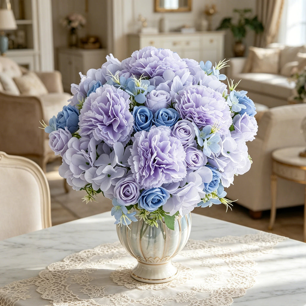 Silk Artificial Carnation Rose Bouquet – Wedding & Home Decor Artificial Flower Bouquet Axl