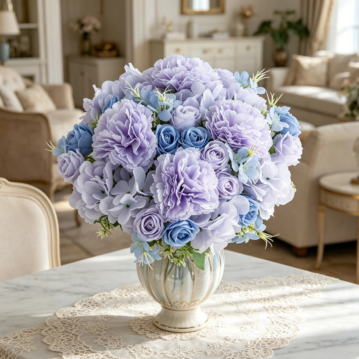 Silk Artificial Carnation Rose Bouquet – Wedding & Home Decor Artificial Flower Bouquet Axl