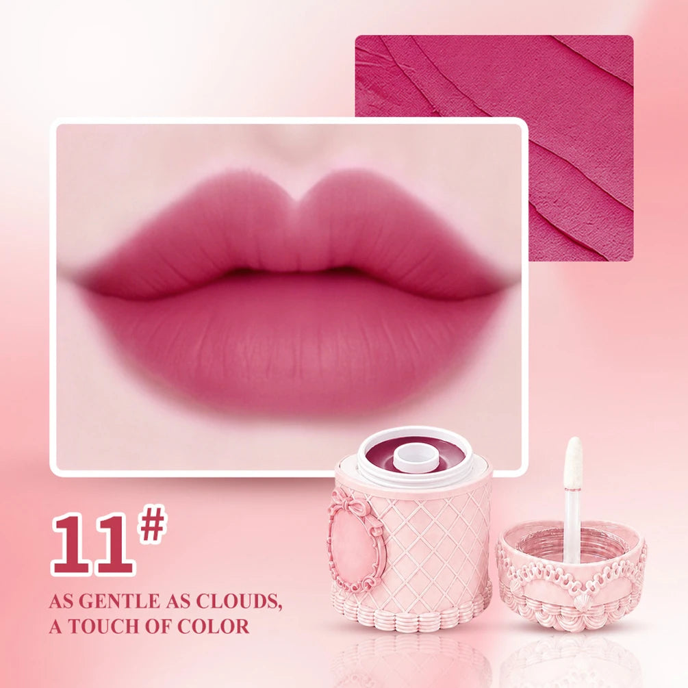 Heart Strawberry Cake Matte Lip Mud – Vegan Lipstick Cream Matte Lip Mud Axl 11 100pcs with logo