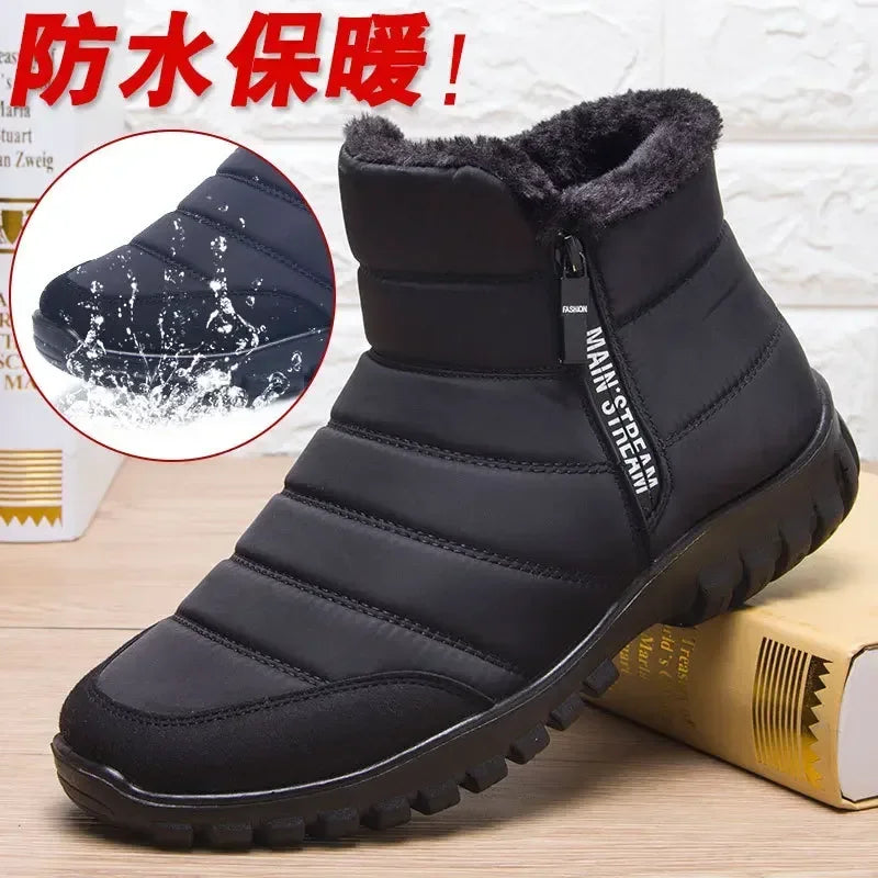 Men's Plush Ankle Snow Boots | Zip Winter Boots EU 34–47 Men's Snow Boots Axl black 46