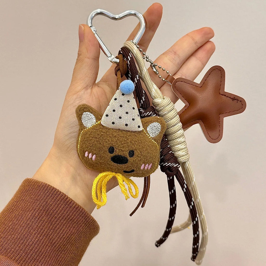Cartoon Bear Plush Bag Charm – Handmade Nylon Rope Pendant Plush Bag Charm Axl 01