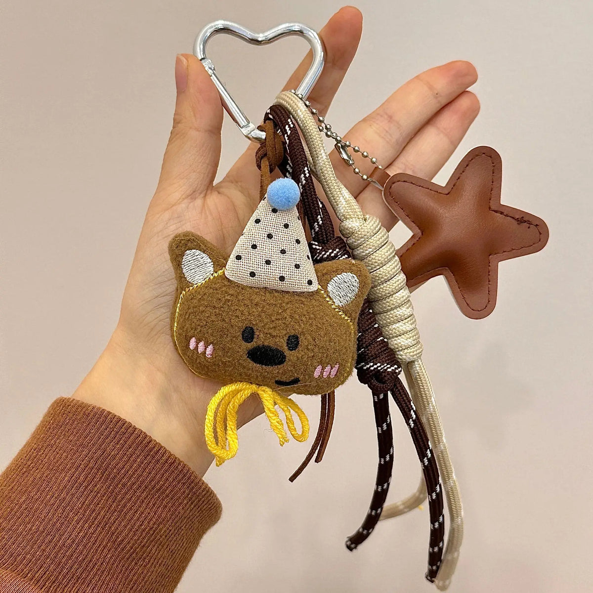 Cartoon Bear Plush Bag Charm – Handmade Nylon Rope Pendant Plush Bag Charm Axl 01