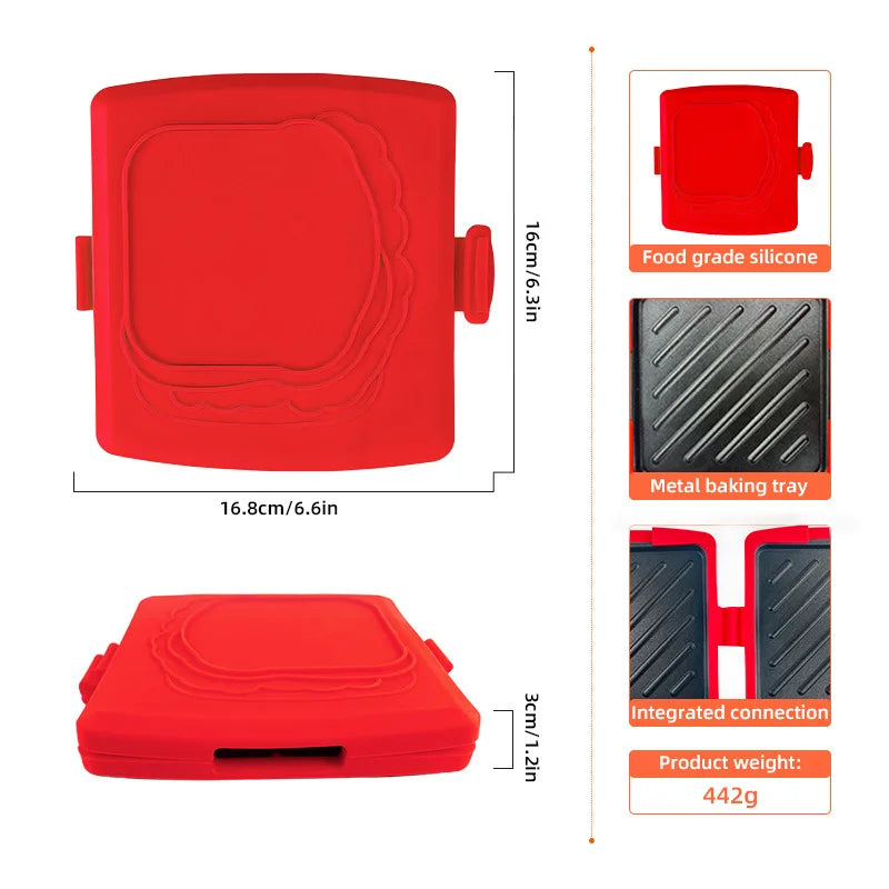 Silicone Microwave Grill Pan – Non-Stick Sandwich Maker | PGY Microwave Grill Pan Axl Red