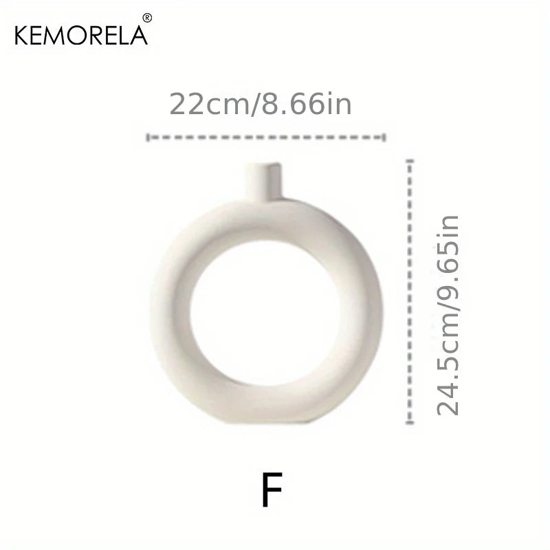 Nordic Ceramic Donut Vase – Hollow Flower Pot Home Decor Decorative Ceramic Vase Axl as photo shows 5