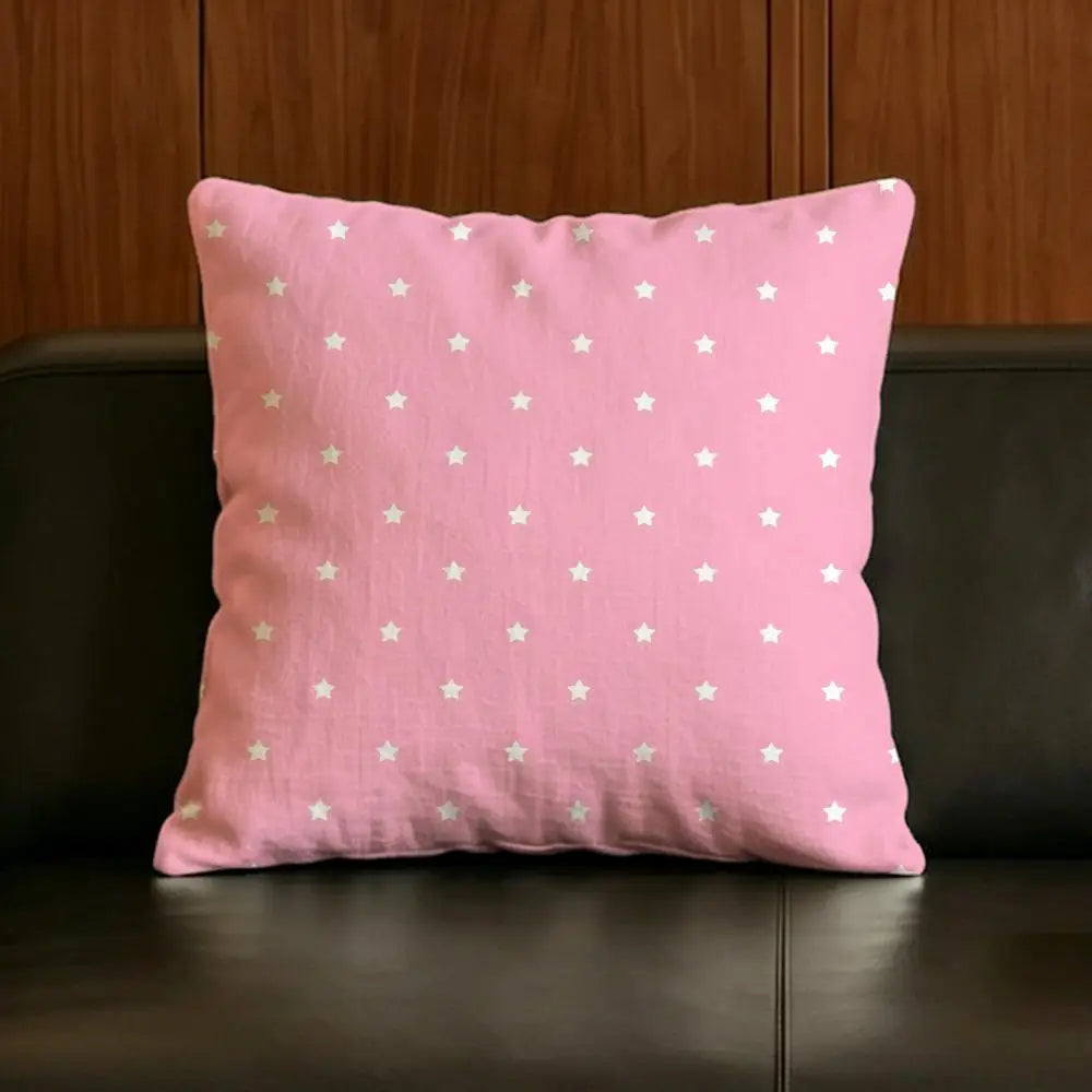 Natural Linen Cushion Covers – Star & Polka Print | 6 Sizes Linen Cushion Cover Axl White7 45X45cm