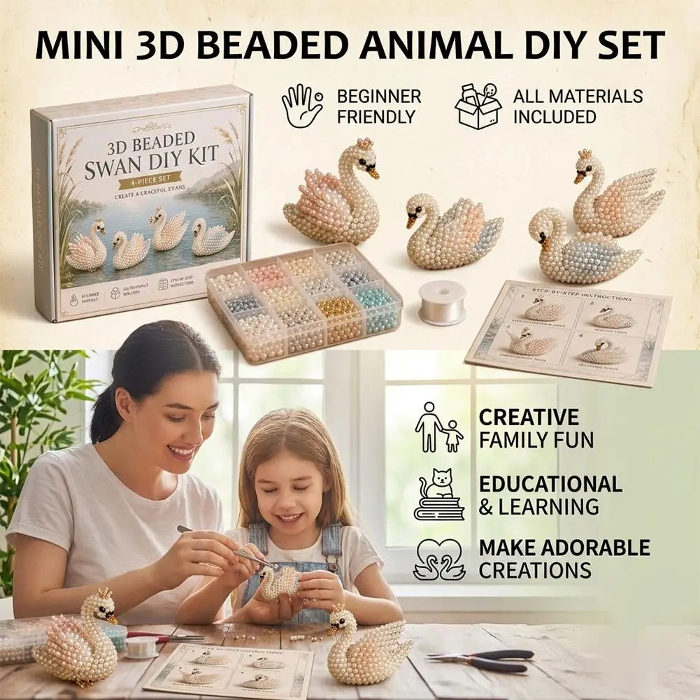 3D Bead Art Animal DIY Kit – 4-Piece Beadwork Craft Set Bead Craft Kit Axl