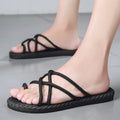 YBQJOO Braided Rope Beach Slides – Anti-Slip Flat Sandals Beach Slide Sandals Axl black 42