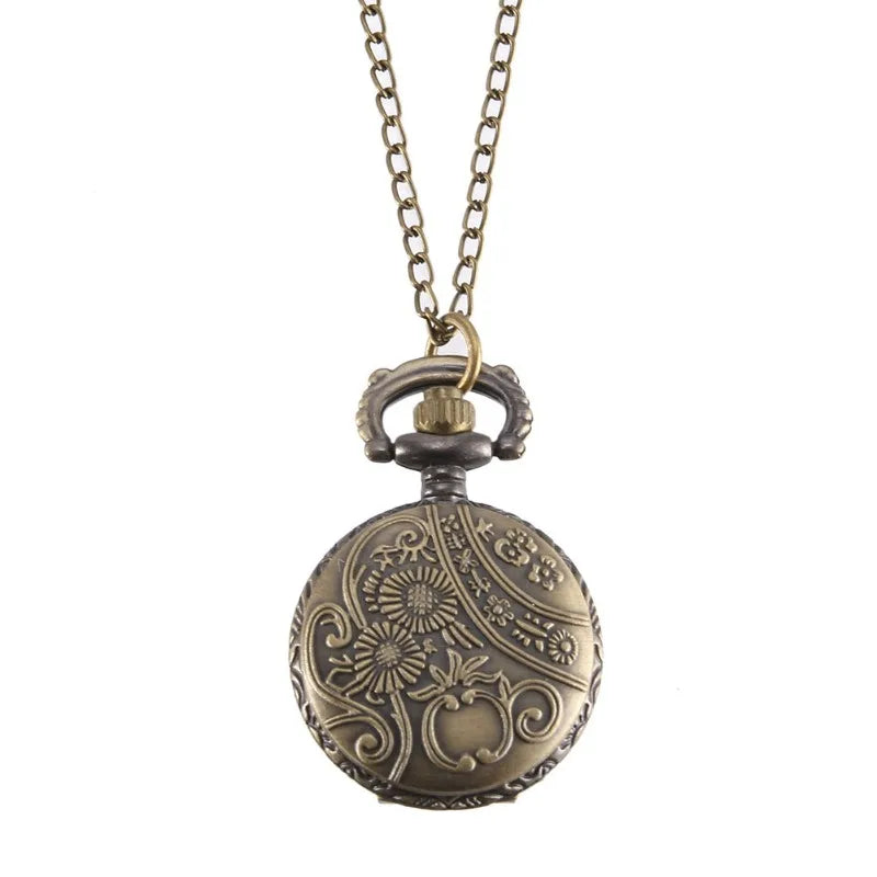 Vintage Bronze Rose Quartz Pocket Watch with Chain Pocket Watch Axl