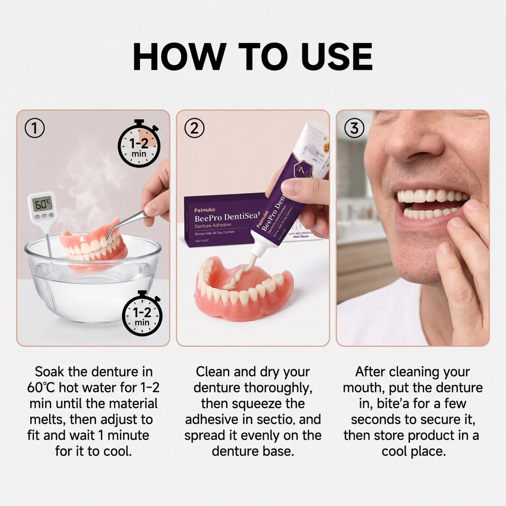 Full Set Silicone Dentures + Propolis Adhesive Cream | Natural Fit Denture Set Axl