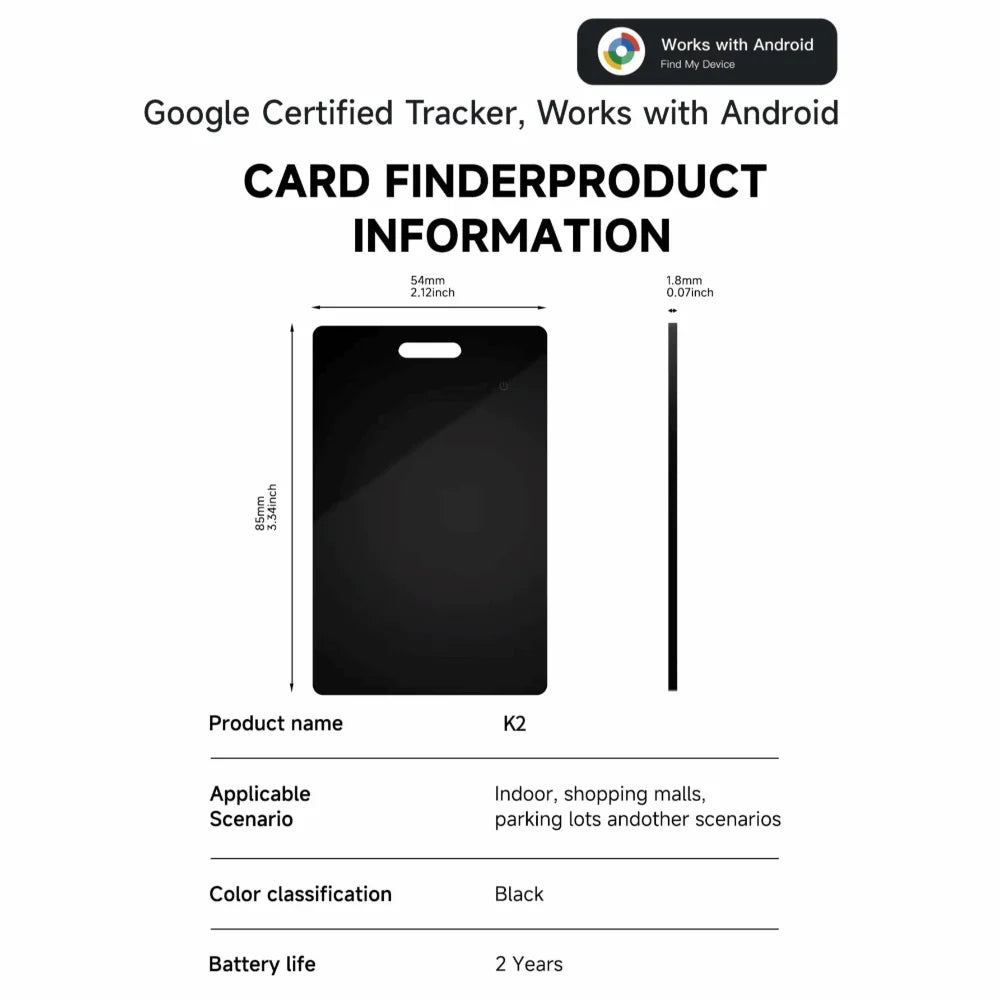 IP68 Wallet Tracker Card – Wireless Charge & Google Find Hub GPS Tracker Card Axl